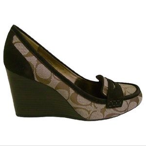 Coach “Nela” Penny Loafer Brown Wedges